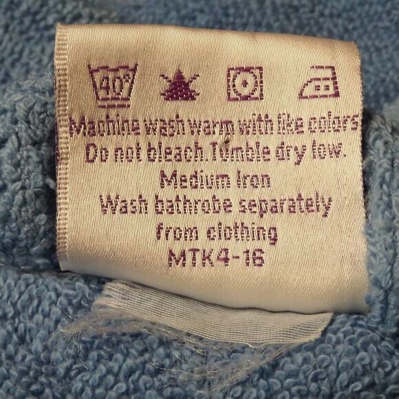 MELSIMO Terrycloth Robe, M/L, LIGHT Blue, Long sleeve, Wrap front, matching belt - Picture 11 of 11